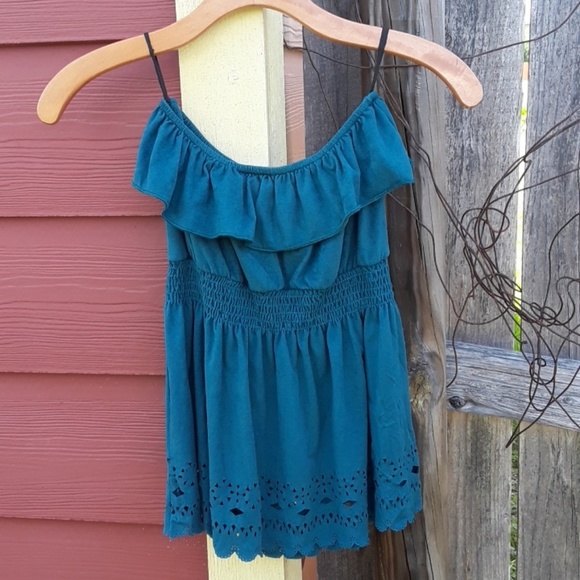 Celine Faux Suede Teal Halter Top - Picture 5 of 5
